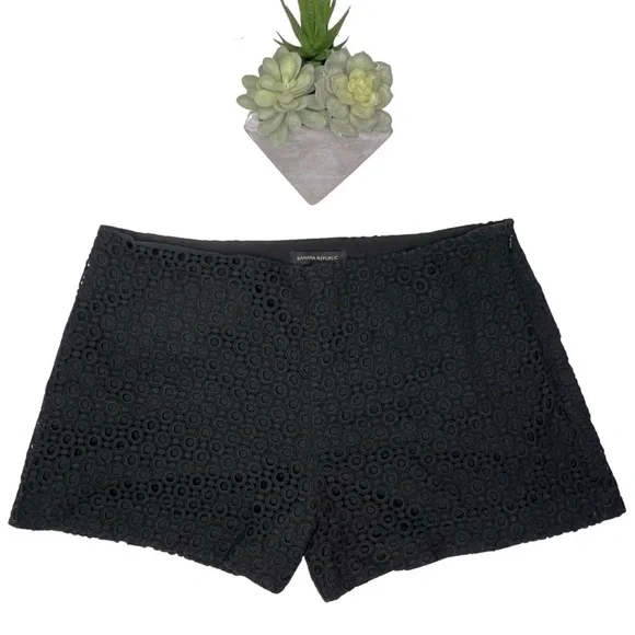 Banana Republic Shorts Eyelet Lace Dressy Black 12 Style 404156-00 - Picture 15 of 15